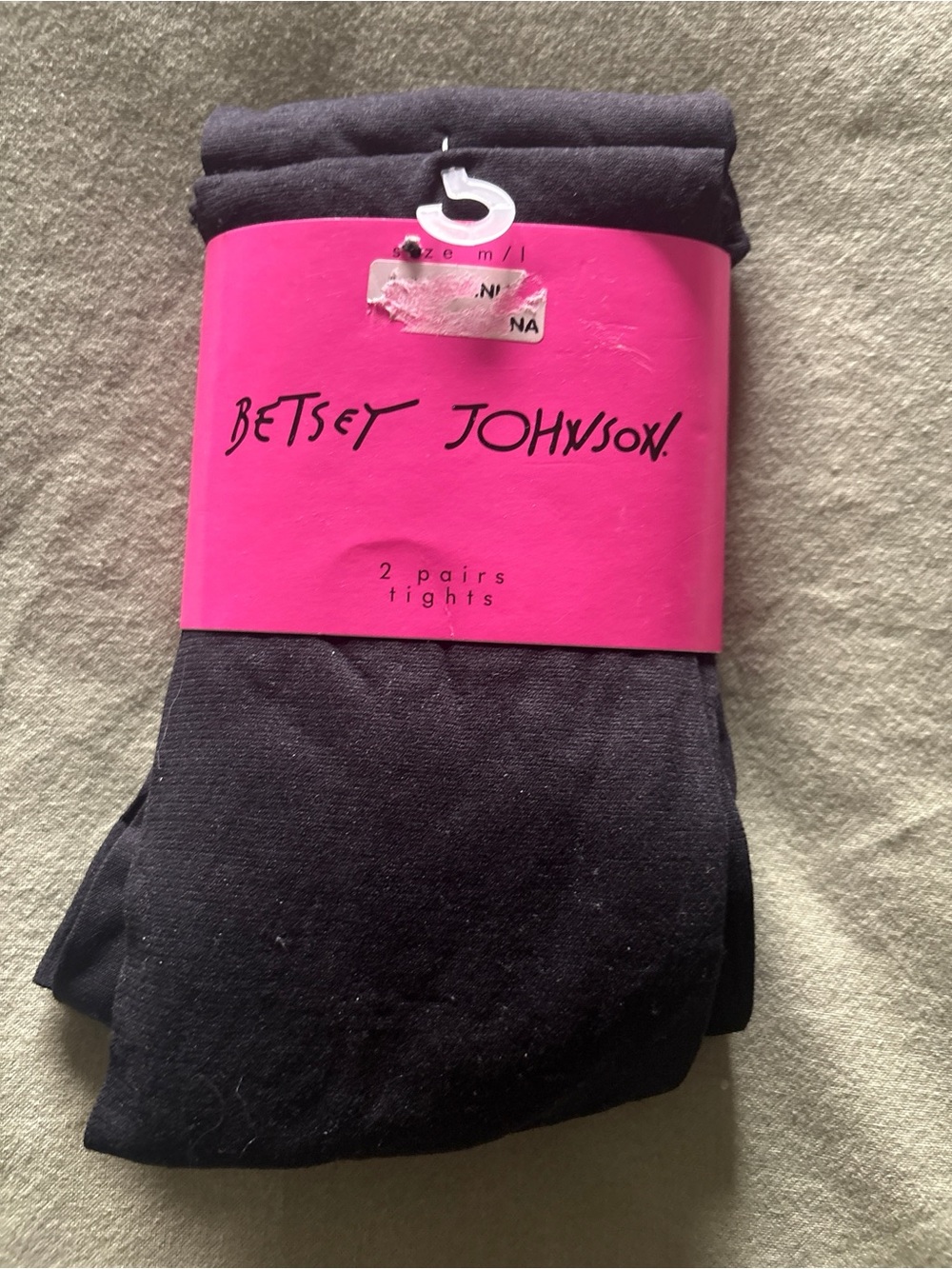 NWT Betsey Johnson 2-Pack Black Tights Size M/L
